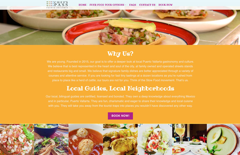 Food Tour website design for Chef Pass by Gasman Design.