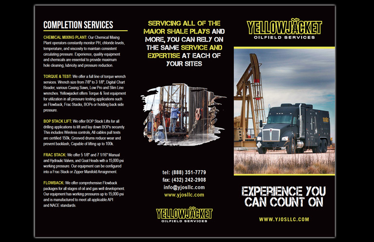 Brochure Design for Yellowjacket Oil Service from Minneapolis design company Gasman Design.