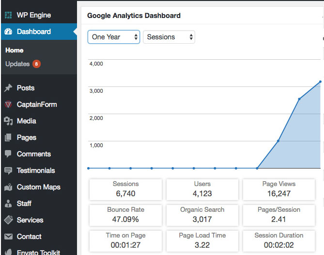 SEO report by Google Analytics