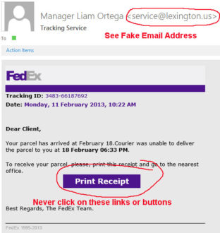 FedEx email scam example