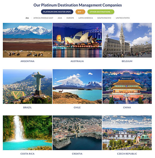 DMC Destinations and Countries portfolio