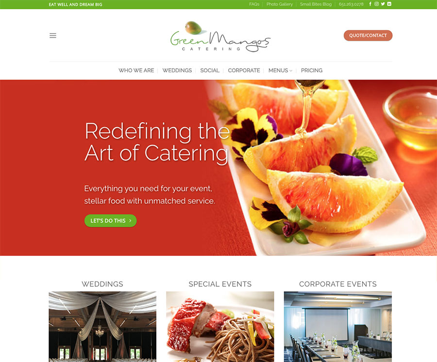 website design for catering company