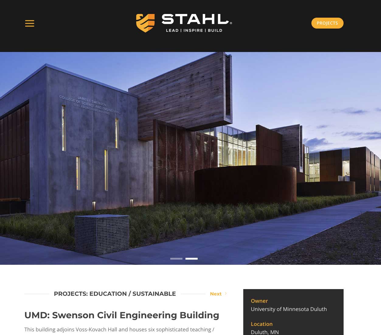 Website Design for Stahl Construction – Project Page