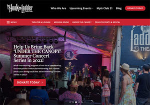 Homepage design for The Hook and Ladder Theater in South Minneapolis