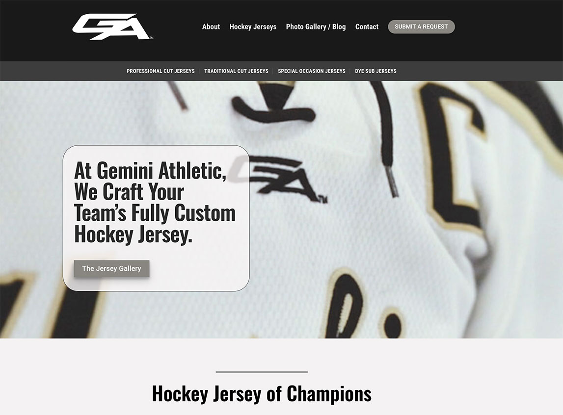 New Website Design for Gemini Athletic Wear