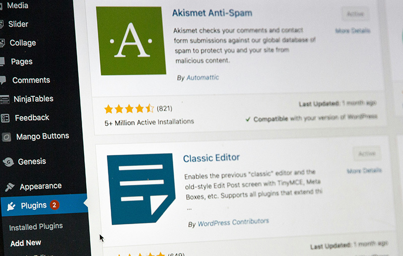 A screenshot of the WordPress admin dashboard’s "Plugins" screen, showing a list of installed plugins with notification banners and "Update Now" alerts.